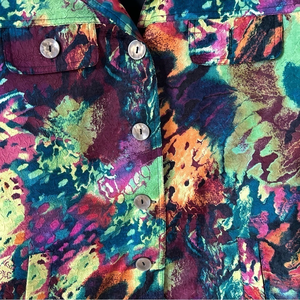 Keren Hart Vibrant Green and Orange Abstract, Artistic, Fun, Retro, Blazer - Picture 3 of 8